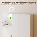 Armadio Guardaroba 109x37x180 cm con Ripiani Regolabili e Ante Soft Close in MDF e Lega di Alluminio Bianco      