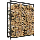 Portalegna per Camino da Interno o Esterno con Ruote 120x32x151 cm in Acciaio Nero