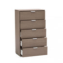 Cassettiera 5 Cassetti Rovere Grigio 60x38x103 h cm in Truciolare bilaminato Rovere grigio