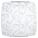 Plafoniera 2xE27 Ganci Cromo Vetro Lastra Bianco Decorato Fantasia E-Energy Marilena