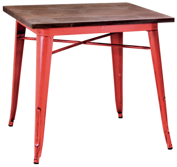 online Quadratischer Metalltisch mit Adami Bristol Red Wood Top
