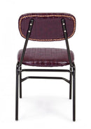 Set 2 Sedie Imbottite 44x55x78 cm Debbie in Ecopelle Bordeaux Vintage