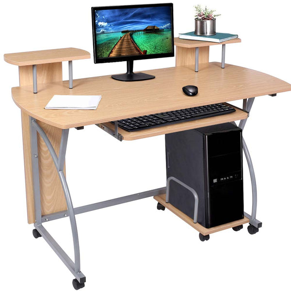 Scrivania Tavolo con Porta Tastiera Coputer e Ripiani Metallo e Legno Quercia prezzo