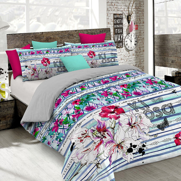 prezzo Doppelbettbezug mit Aufdruck auf der Tasche und den Kissenbezügen Kio654