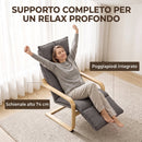 Poltrona Salotto 67x90x105 cm con Poggiapiedi e Schienale Alto in Lino Grigio Scuro      