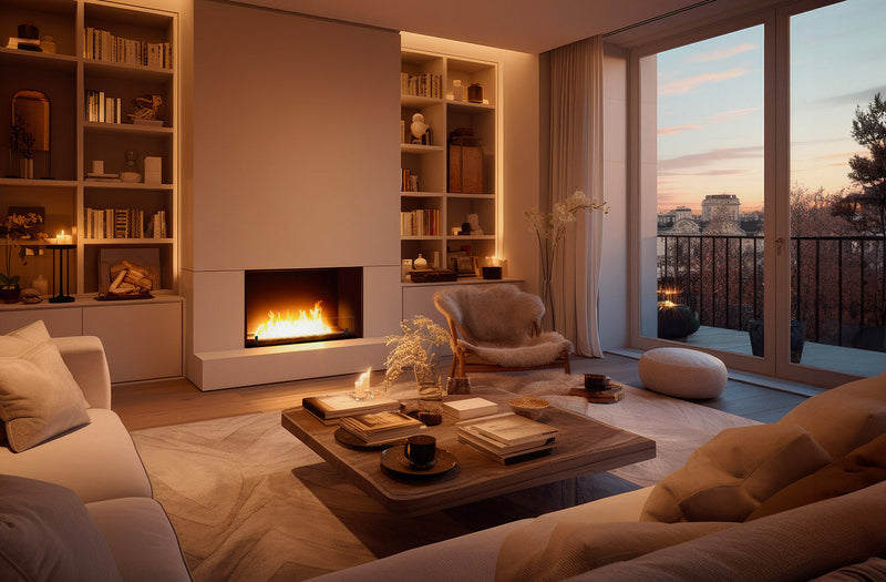 Camino a Bioetanolo da Incasso 84,4x59,4x25 cm Inside 800 Slim Nero con Vetro