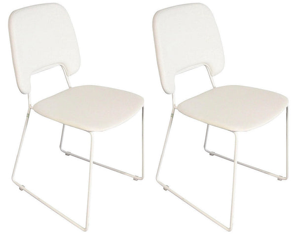 acquista Set 2 Sedie 47,5x45,5xH89 cm in Similpelle e Metallo Guapa Bianco
