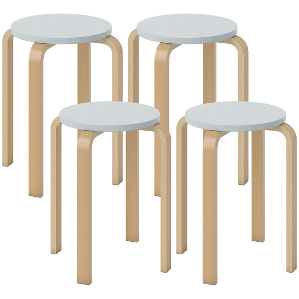 Set 4 Sgabelli Rotondi e Impilabili Ø40x45 cm in Legno Grigio online