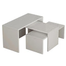 Set 3 Tavolini da Caffè da Salotto Rettangolare a Incastro in MDF Bianco      