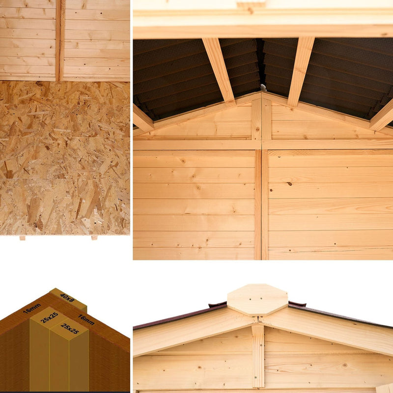 Casetta Box da Giardino 1,6x1,2 m con Pavimento in Legno Picea Massello 16mm Eden