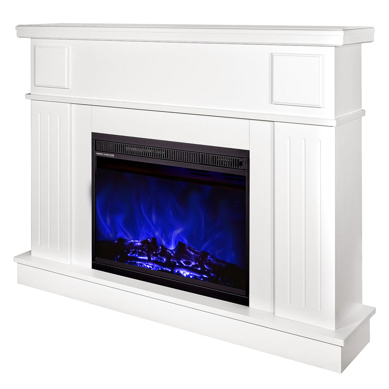 Camino Elettrico da Pavimento 95x120x30 cm Effetto Fiamma 1500W Olimpia & Lorance color Bianco