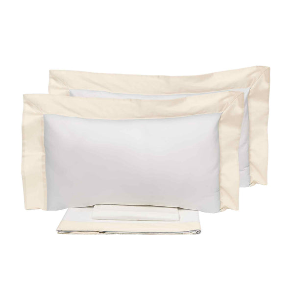 acquista Bettwäscheset und Kissenbezüge in Satin Garrini Eveline Elfenbein/Elfenbein, verschiedene Größen