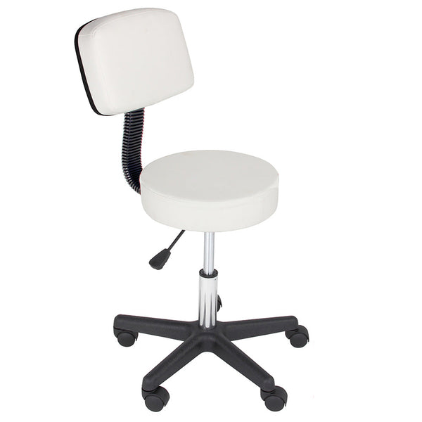 online Sgabello Estetista Girevole Schienale Seduta in Ecopelle Salone Studio Bianco