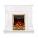 Camino Elettrico da Pavimento 97,8x104,8x30 cm Effetto Fiamma 2000W Ambassador & Galileo Gold Bianco