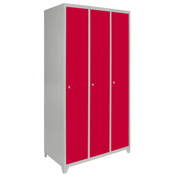 Armadietto 3 Ante 90x180x50 cm per Scuole Palestre e Spogliatoi in Acciaio Rosso prezzo