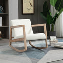 Poltrona Relax a Dondolo 60x81x71 cm Struttura in Legno di Caucciù Crema   