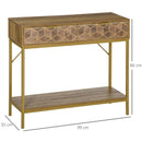 Mobile Consolle Ingresso 99x35x86 cm 2 Cassetti 1 Ripiano in Legno Naturale