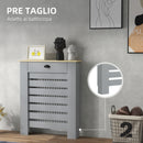 Copritermosifone a Doghe 78x19x95.5 cm Copricalorifero a Griglia con Cassetto in MDF Grigio      
