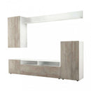 Parete Attrezzata Soggiorno Bridge 207x34x170 h cm in Truciolare bilaminato Rovere grigio