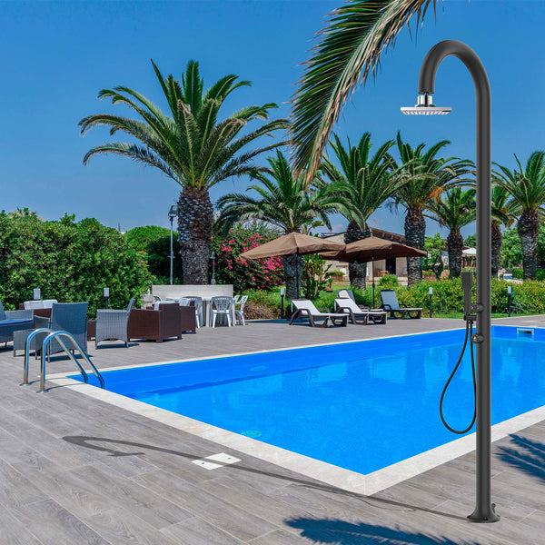 Doccia da Giardino in Alluminio Soffione I-switch Quadrato con Termometro LCD Sined Luna Alu D Nero prezzo