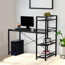 Scrivania per Computer in Vetro Temperato e Ferro Nero 125x63x113 cm 