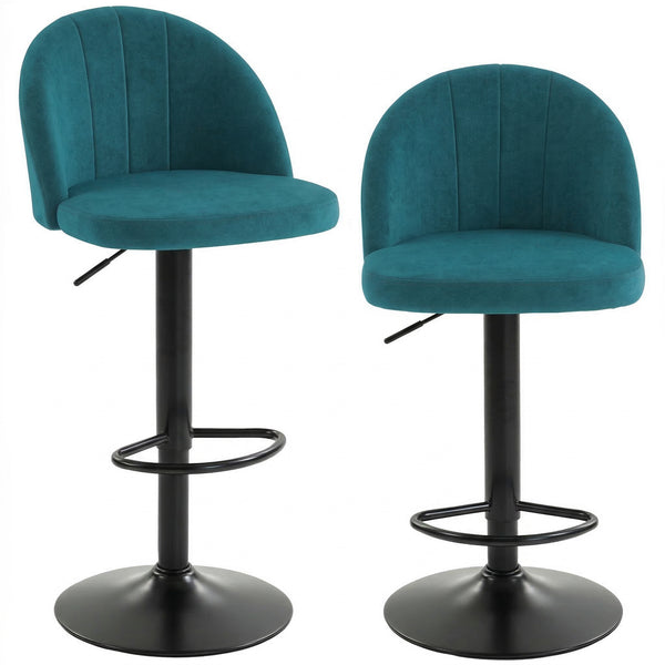 Set di 2 Sgabelli da Bar 43x48x84-106 cm Sgabelli Moderni Girevoli con Poggiapiedi in Velluto Blu prezzo