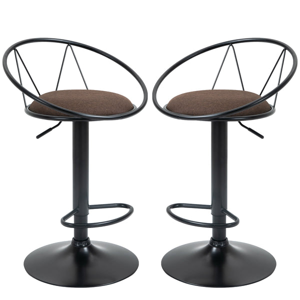 Set mit 2 Barhockern 51 x 46 x 78/100 cm aus schwarzem und braunem Metall online