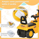 Escavatore Cavalcabile per Bambini 18-48 Mesi con Benna e Spazio di Archiviazione Clacson Volante Giallo      
