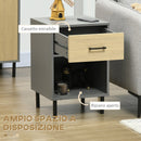 Set 2 Comodini 40x40Px60 cm in Metallo e Truciolato Grigio e Rovere