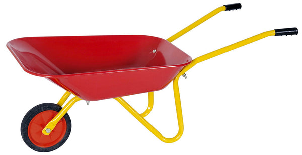 online Schubkarre für Kinder aus rot und gelb lackiertem Stahl