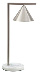 Lampada da Tavolo Gloty 18x27x53 cm in Ferro e Marmo Argento