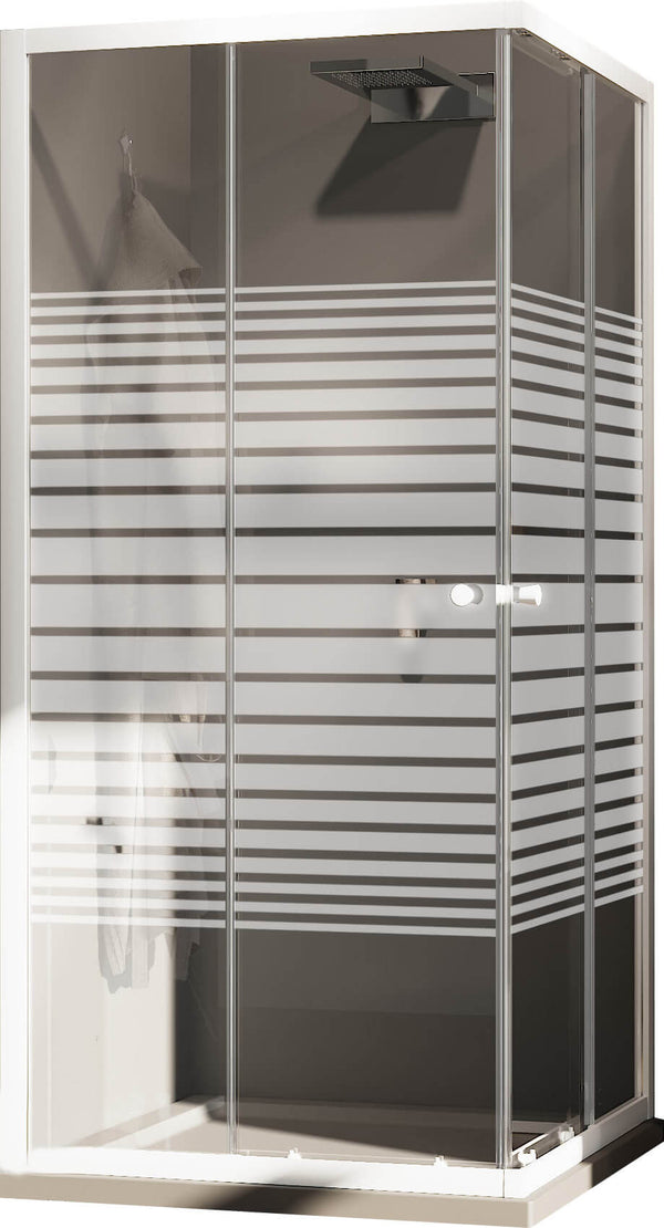 prezzo Eck-Duschabtrennung 2 Schiebetüren in Siebdruck-Kristall 4 mm H185 Fosterberg Tonder White Verschiedene Größen