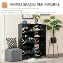 Scarpiera in Legno Nero 8 Scomparti 80x24x120 cm 