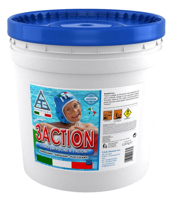 Chlortabletten von 200gr 3 Algenaktionen für Schwimmbäder 5 Kg Cag Chemical 3ACTION acquista
