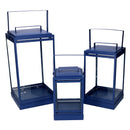 Set 3 Lanterna in metallo blu 