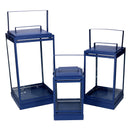 Set 3 Lanterna in metallo blu 