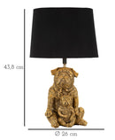 Lampada da Tavolo Dog Ø26x43,8 cm in Resina e Ferro e Tessuto Oro e Nero      
