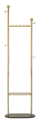 Appendiabiti da Terra Olaf 48x30x178 cm in Metallo e Marmo Artificiale Oro e Nero      