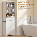 Mobile Bagno Alto 60x30x171 cm con 3 Ripiani Aperti e Cassetto in Legno Bianco      