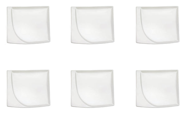 acquista Set mit 6 rechteckigen Snacktellern 20,5 x 18 x 1,5 cm aus allluminischem Porzellan Kaleidos Aluxina Bianchi