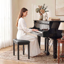 Sgabello per Pianoforte Imbottito 44,5x30x50 cm con Gambe in Legno e Rivestimento in Finta Pelle PU Nero      