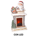 Camino in Resina con Led e babbo natale grigio cm 31,5x23xh56