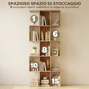 Libreria Scaffale a 5 Livelli a S  80x24x200 cm con 15 Ripiani in Legno Color Rovere      