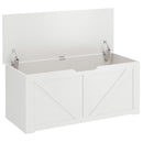 Cassapanca Contenitore 100x40x45 cm con 2 Cerniere di Sicurezza in Truciolato Bianco Effetto Legno      