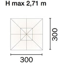 Ombrellone da Giardino 3x3 m Palo Ø48 mm in Legno Vorghini Classic Ecrù