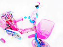 Bicicletta per Bambina 14" 2 Freni con Cestino e Borse Laterali Rosa e Bianca