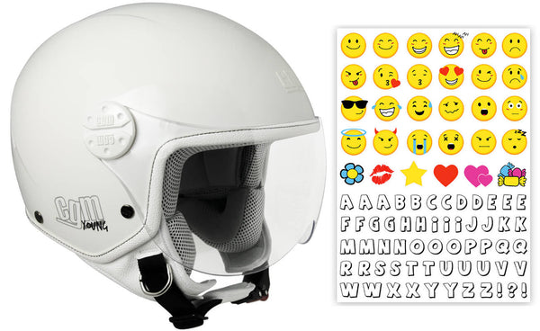 acquista Demi-Jet-Helm für Kinder CGM Havana Smile 205S Weißes konturiertes Visier