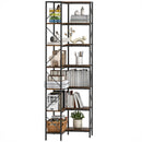 Libreria Angolare Stile Industriale a 7 Livelli 60x60x198 cm in Legno e Acciaio Marrone Rustico   