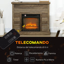 Camino Elettrico da Pavimento 1800W Effetto Fiamma e Telecomando 96,5x22x81,7 cm color Legno