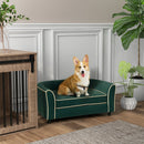Cuccia Divano per Cani Taglia Piccola e Media con Cuscino 79x56x35 cm in Velluto Verde Scuro 